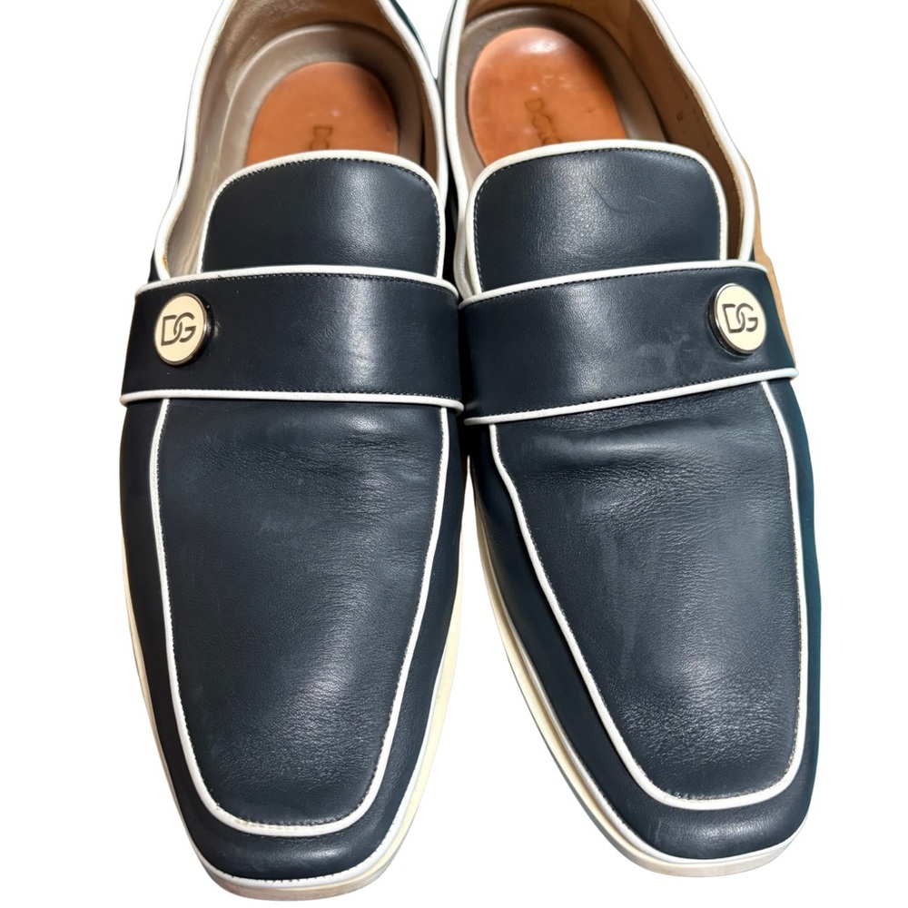 Dolce & Gabbana Dark Blue Leather Loafers